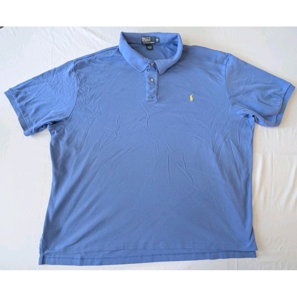 Polo Ralph Lauren Shirt Mens 3XB Big Blue Polo Short Sleeve Yellow Pony Cotton